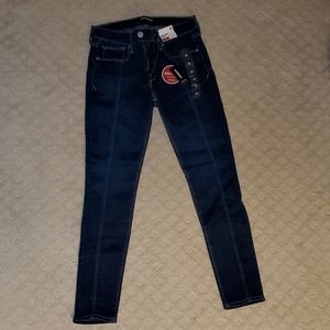 Express Mid-Rise Ankle-Length Skinny Jean with Seam down the center of the legs